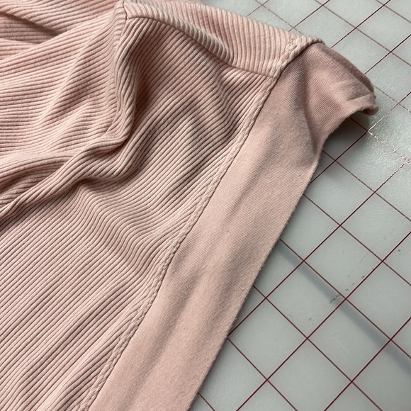 DKNY NWOT Open Front Ribbed Knit Long SLV Blush Pink 2 Pocket Cardigan Duster S - Picture 10 of 16